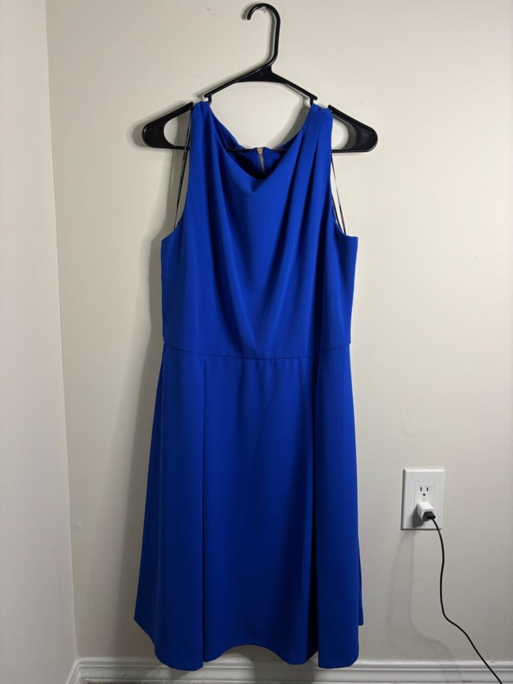 Donna Karan NY Waisted Sleeveless Pleated Dress, Size 14 - Midnight Blue
